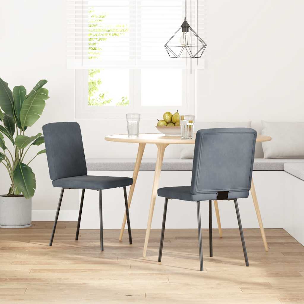 Esszimmerstühle 2 Stk. Dunkelgrau Samt