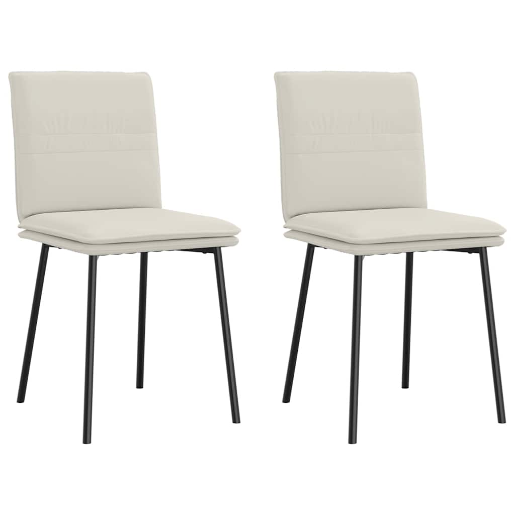 Esszimmerstühle 2 Stk. Creme Samt