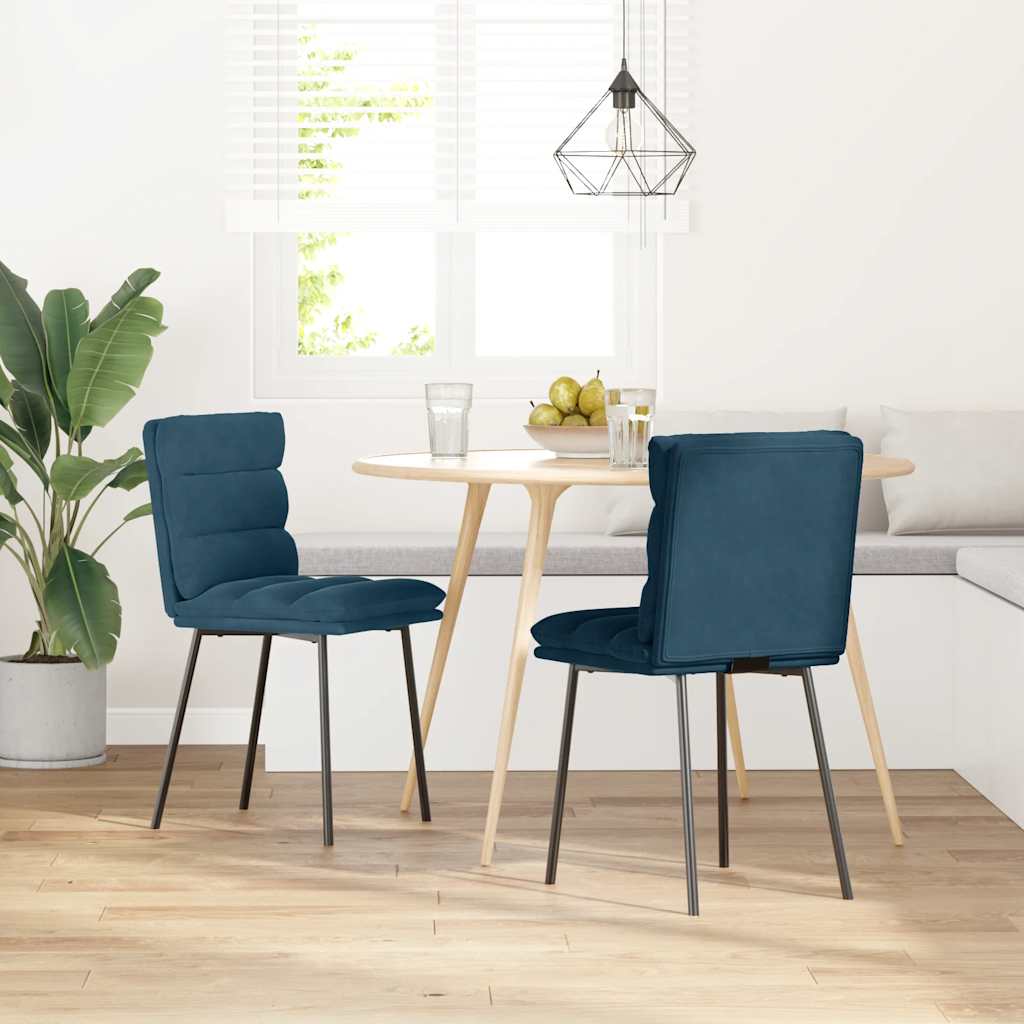 Esszimmerstühle 2 Stk. Blau Samt