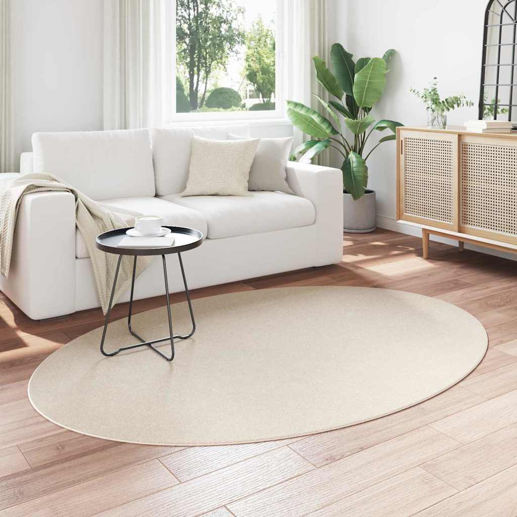 Bereichsteppiche Oval HUARTE Beige 140 x 200 cm 100 %Polyester