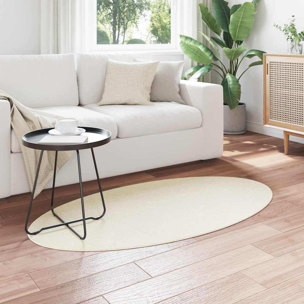 Bereichsteppiche Oval HUARTE Creme 80 x 150 cm 100 %Polyester