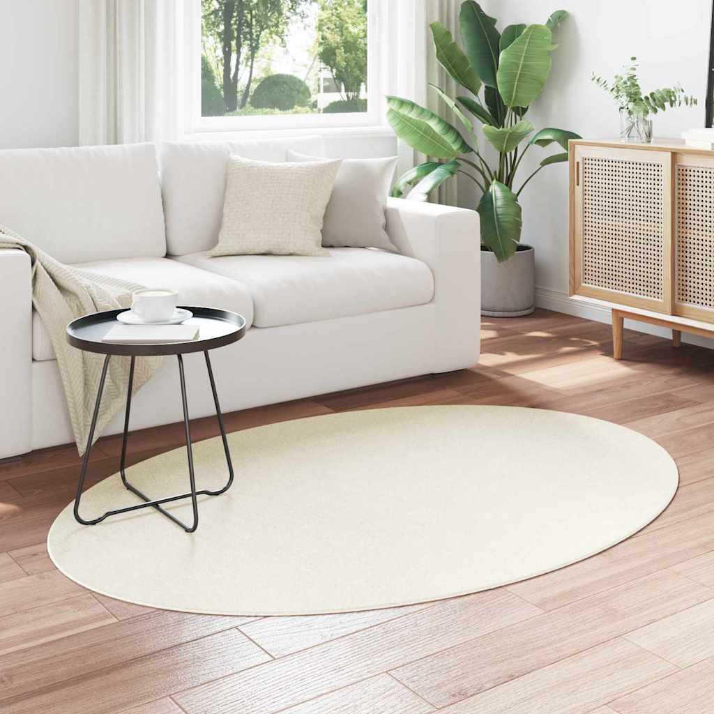 Bereichsteppiche Oval HUARTE Creme 120 x 170 cm 100 %Polyester
