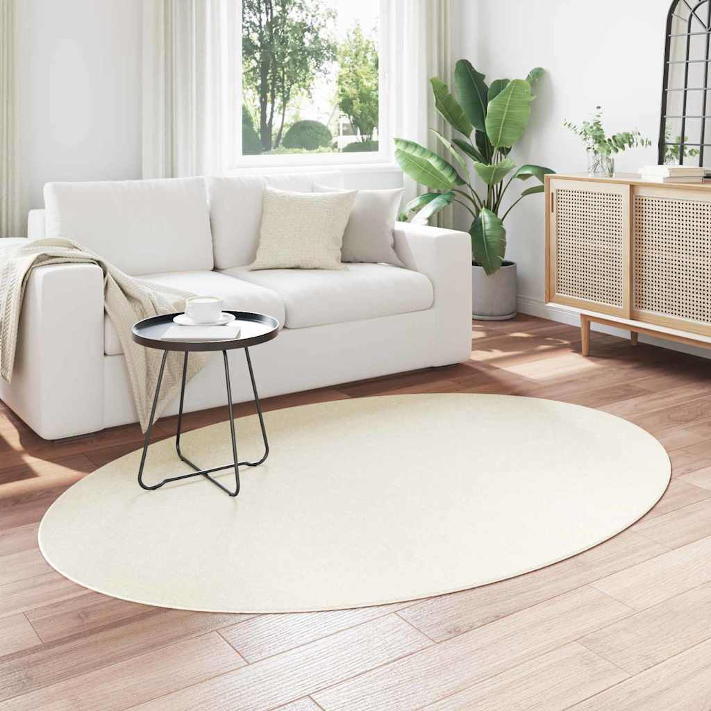 Bereichsteppiche Oval HUARTE Creme 140 x 200 cm 100 %Polyester