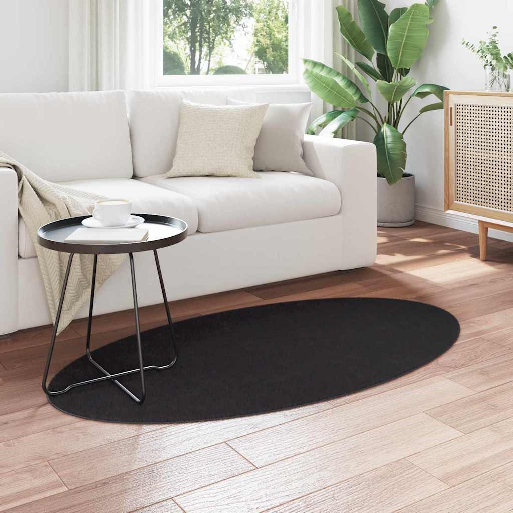 Bereichsteppiche Oval HUARTE Schwarz 80 x 150 cm 100 %Polyester
