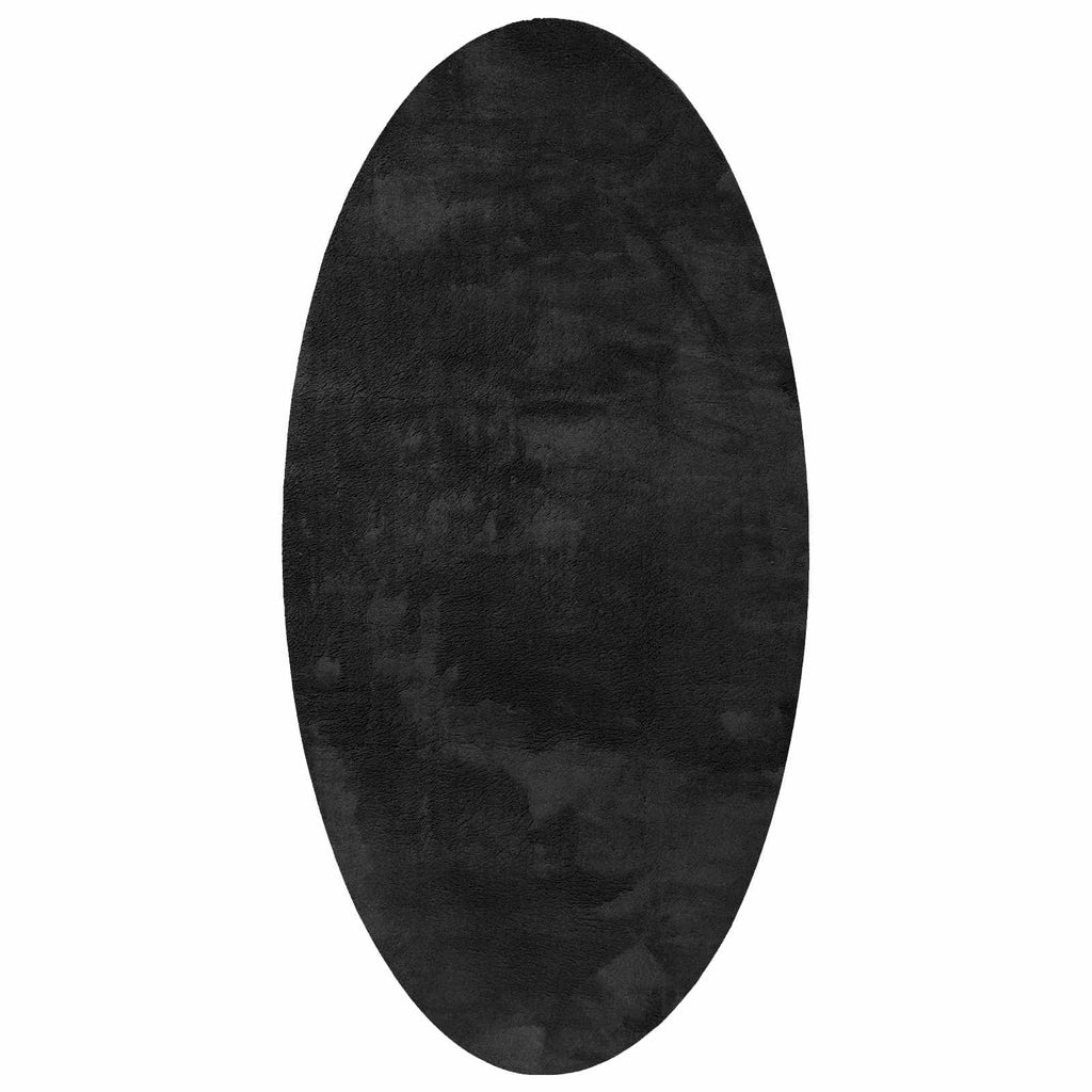 Bereichsteppiche Oval HUARTE Schwarz 80 x 150 cm 100 %Polyester