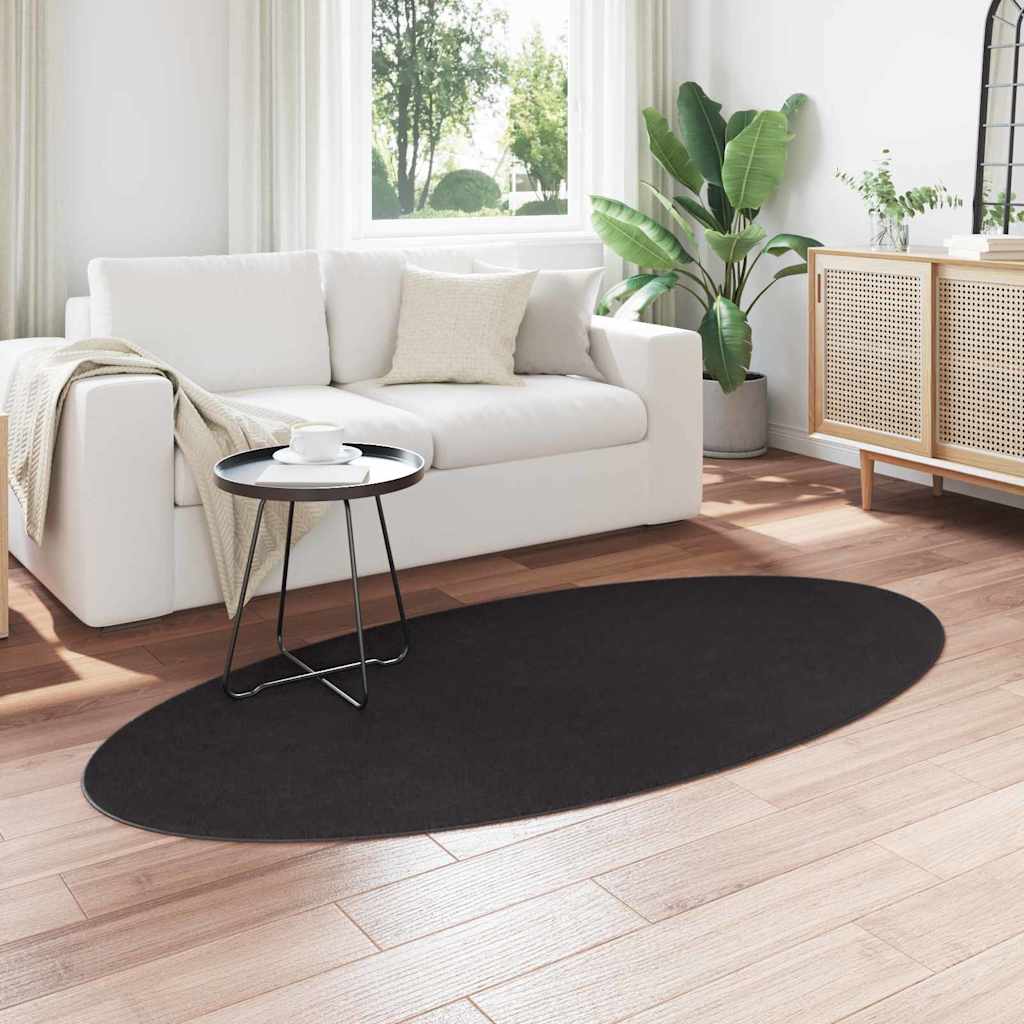 Bereichsteppiche Oval HUARTE Schwarz 100 x 200 cm