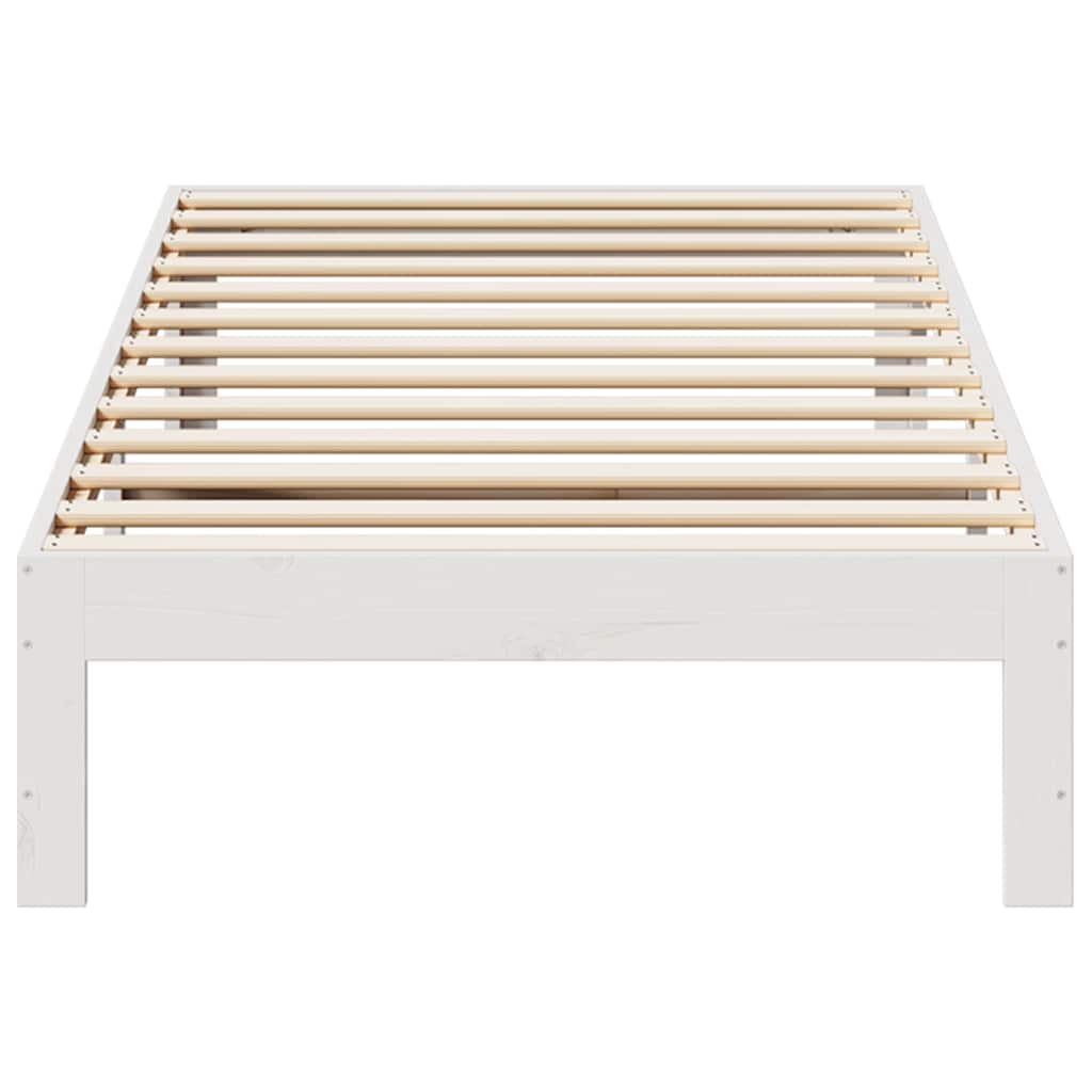 Massivholzbett ohne Matratze Weiß 80x200 cm Kiefernholz