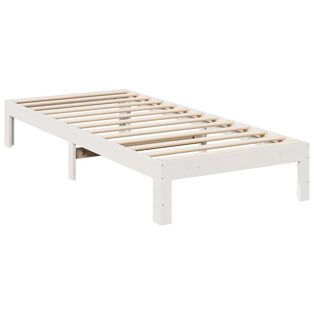 Massivholzbett ohne Matratze Weiß 80x200 cm Kiefernholz