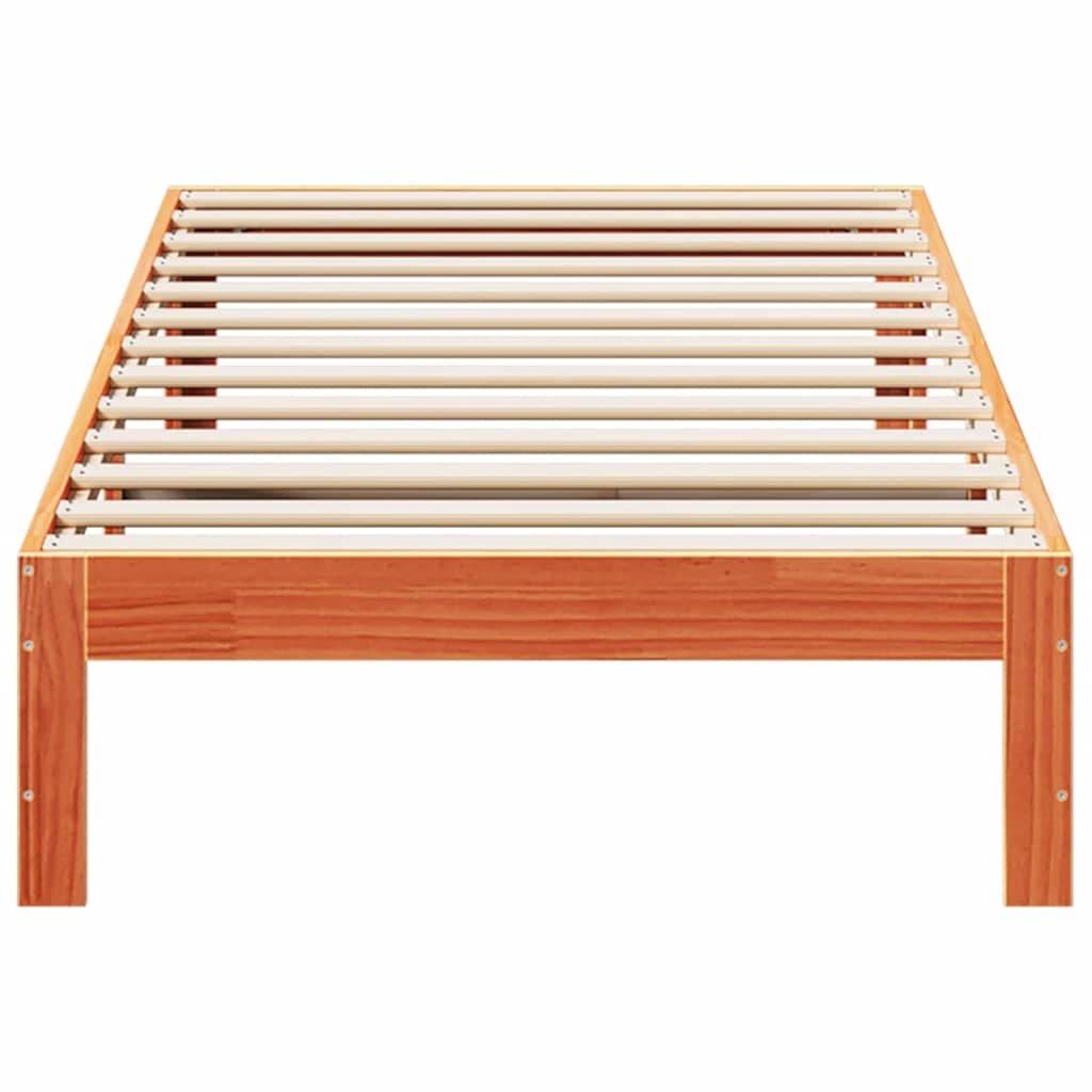 Massivholzbett ohne Matratze Wachsbraun 80x200 cm Kiefernholz