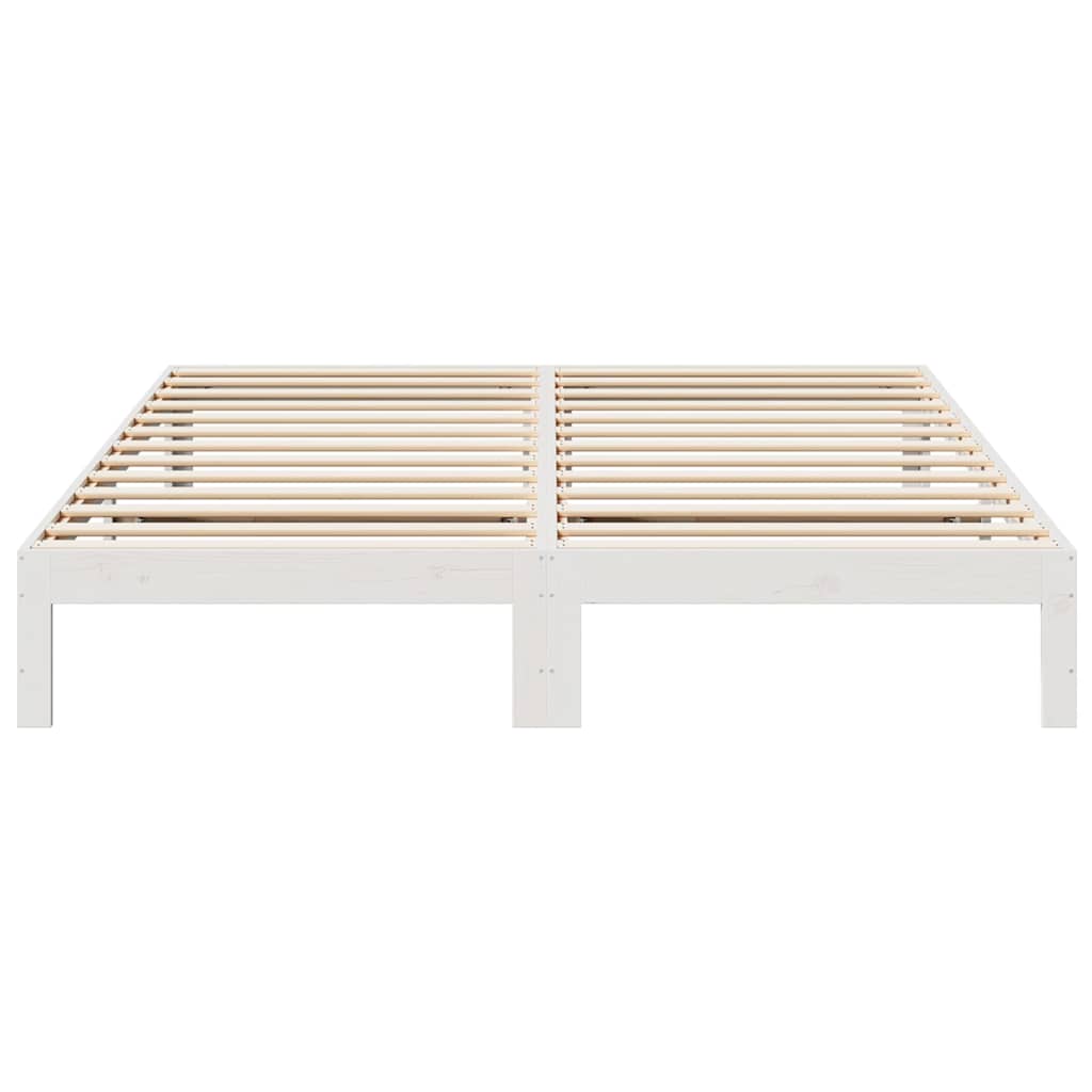 Massivholzbett ohne Matratze Weiß 160x200 Kiefernholz