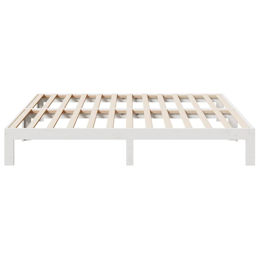 Massivholzbett ohne Matratze Weiß 160x200 Kiefernholz