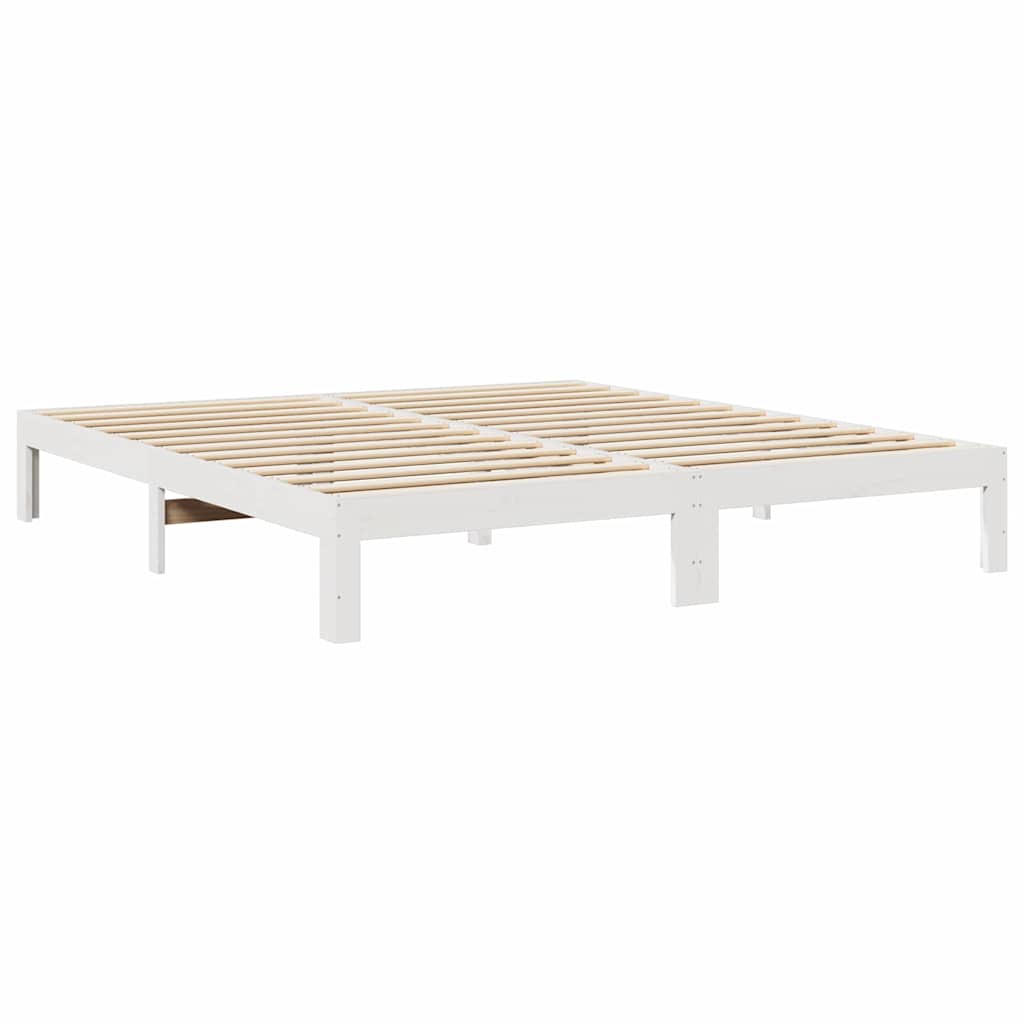 Massivholzbett ohne Matratze Weiß 160x200 Kiefernholz