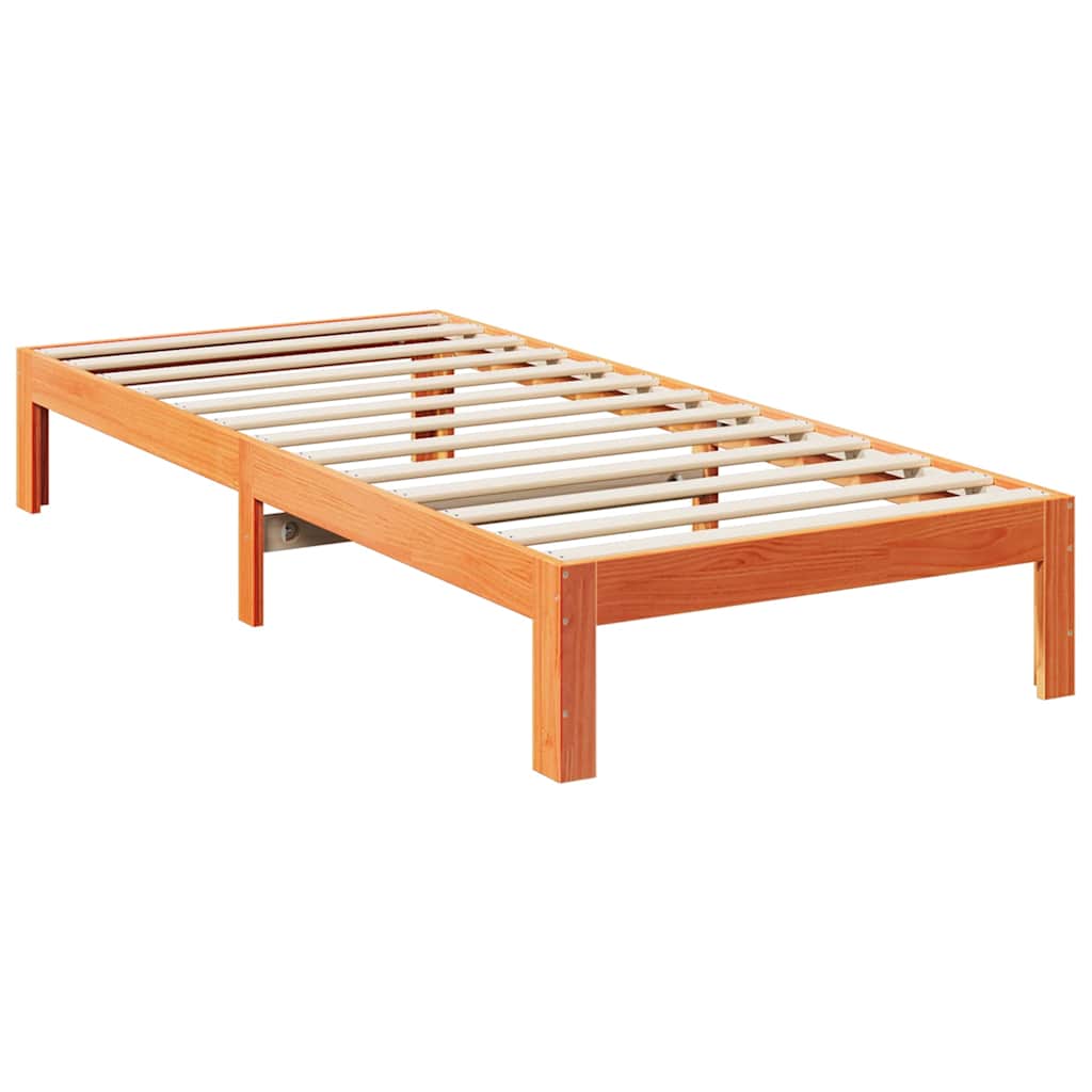 Massivholzbett ohne Matratze Wachsbraun 90x200 Kiefernholz