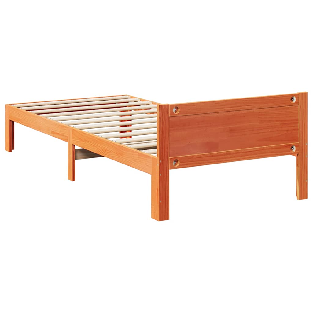 Massivholzbett ohne Matratze Wachsbraun 80x200 cm Kiefernholz