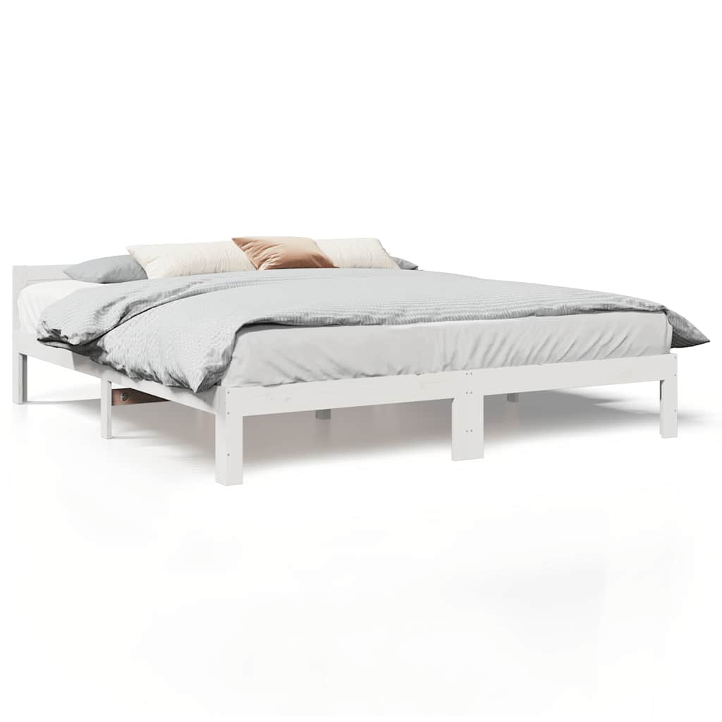 Massivholzbett ohne Matratze Weiß 160x200 Kiefernholz