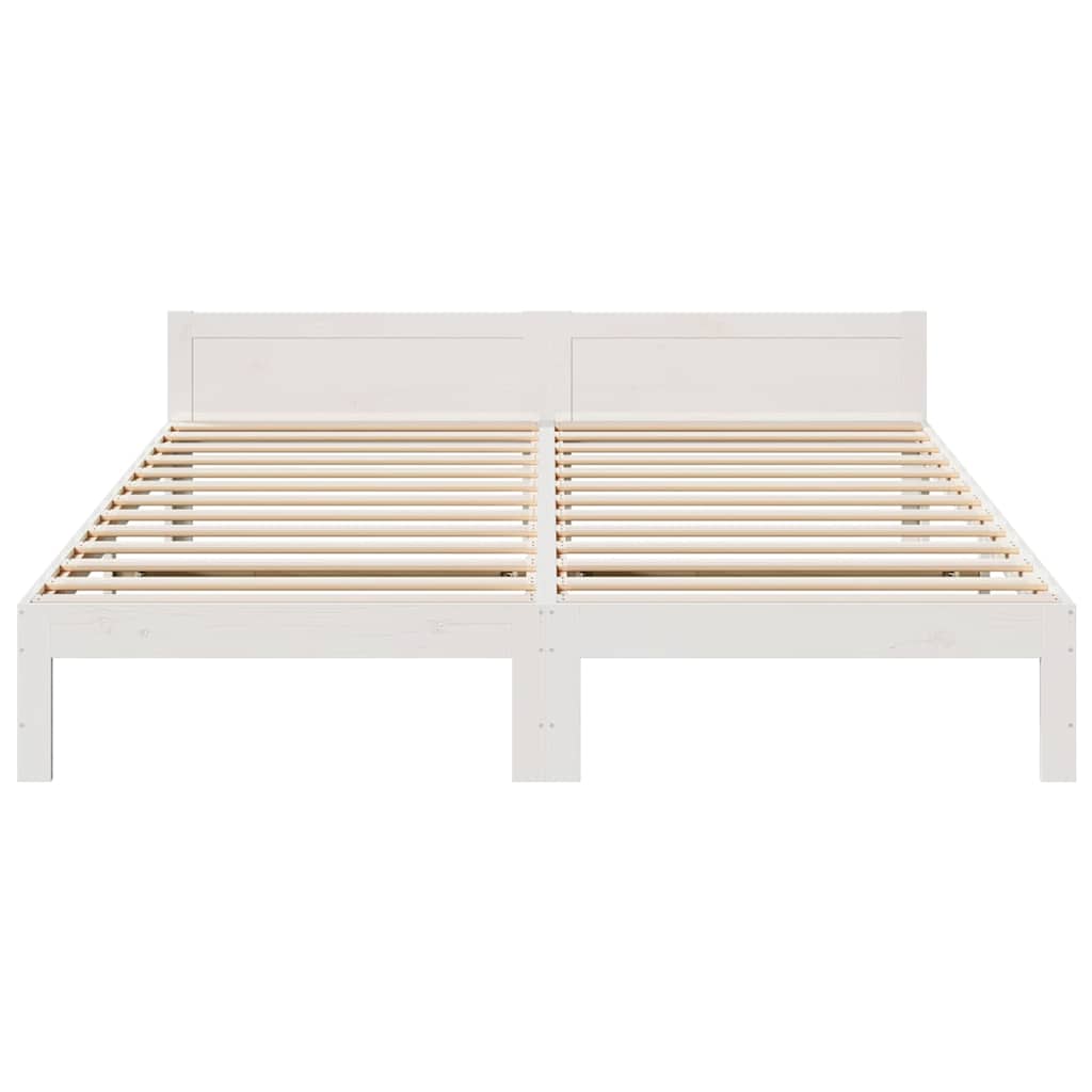 Massivholzbett ohne Matratze Weiß 160x200 Kiefernholz