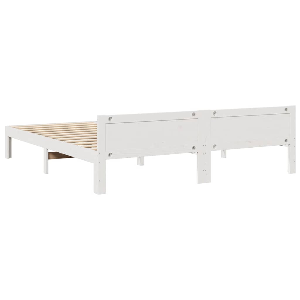 Massivholzbett ohne Matratze Weiß 160x200 Kiefernholz