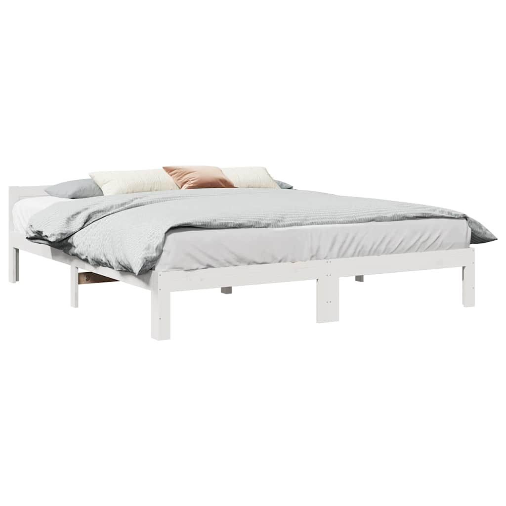 Massivholzbett ohne Matratze Weiß 160x200 Kiefernholz