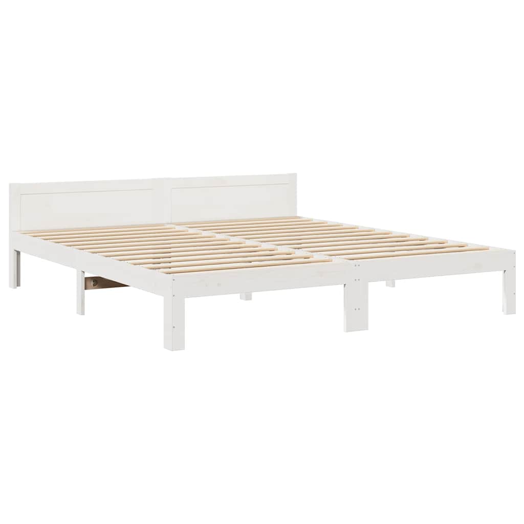 Massivholzbett ohne Matratze Weiß 180x200 cm Kiefernholz