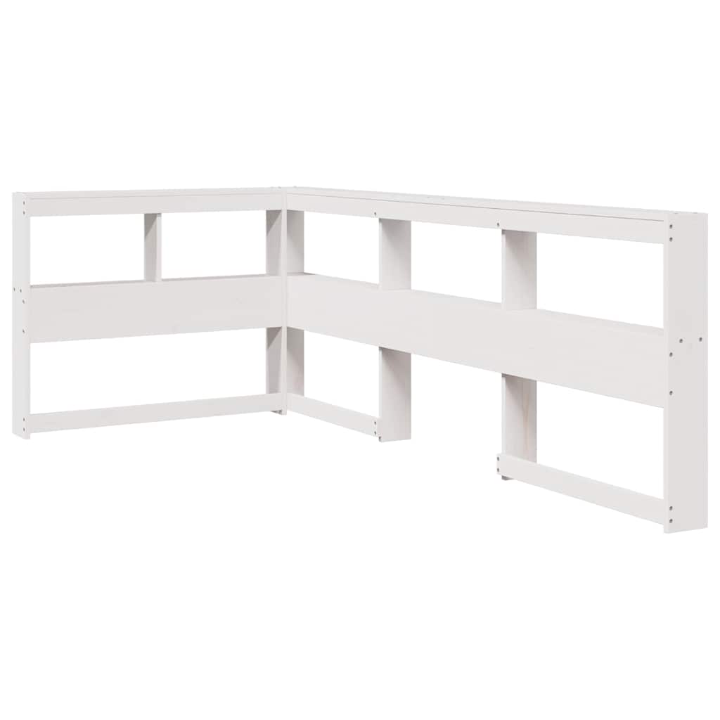 Kopfteil mit Bücherregal L-Form Weiß 80 cm Massivholz Kiefer