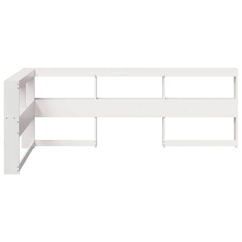 Kopfteil mit Bücherregal L-Form Weiß 80 cm Massivholz Kiefer