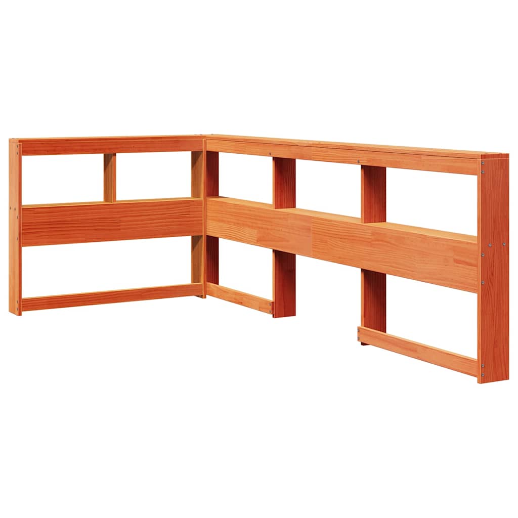 Kopfteil mit Bücherregal L-Form Wachsbraun 80 cm Massivholz