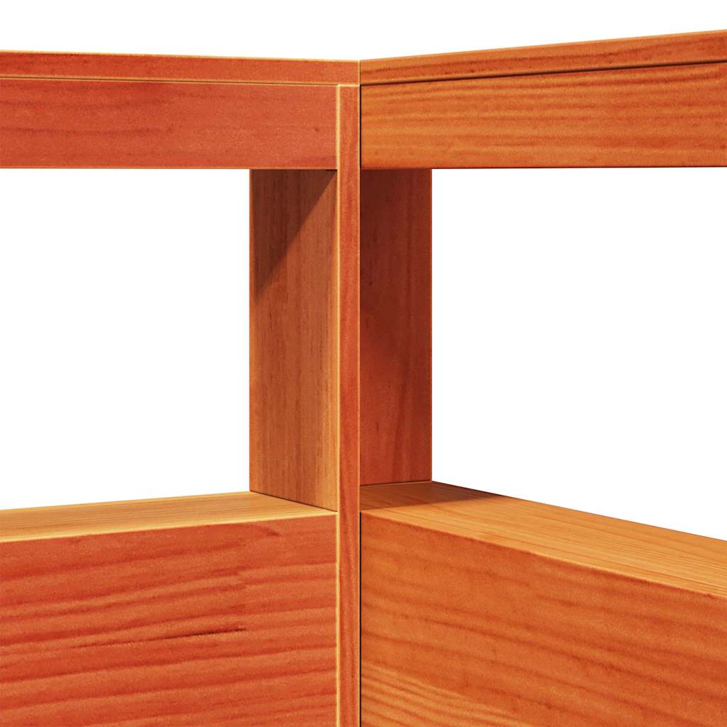 Kopfteil mit Bücherregal L-Form Wachsbraun 80 cm Massivholz