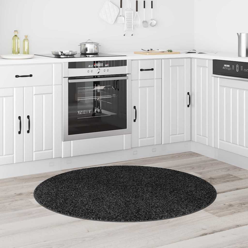 Anti-Rutsch Shaggy Teppich Dunkelgrau 120 x 120 cm PP