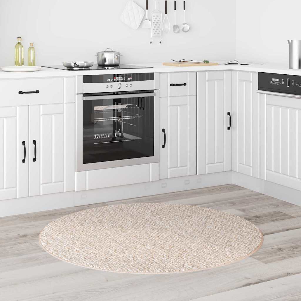 Anti-Rutsch Shaggy Teppich Creme 120 x 120 cm PP