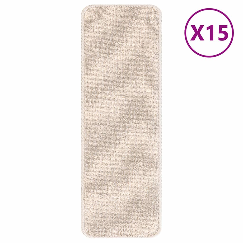 Rutschfeste Treppenmatten 15 pcs Creme 60 x 25 cm PP