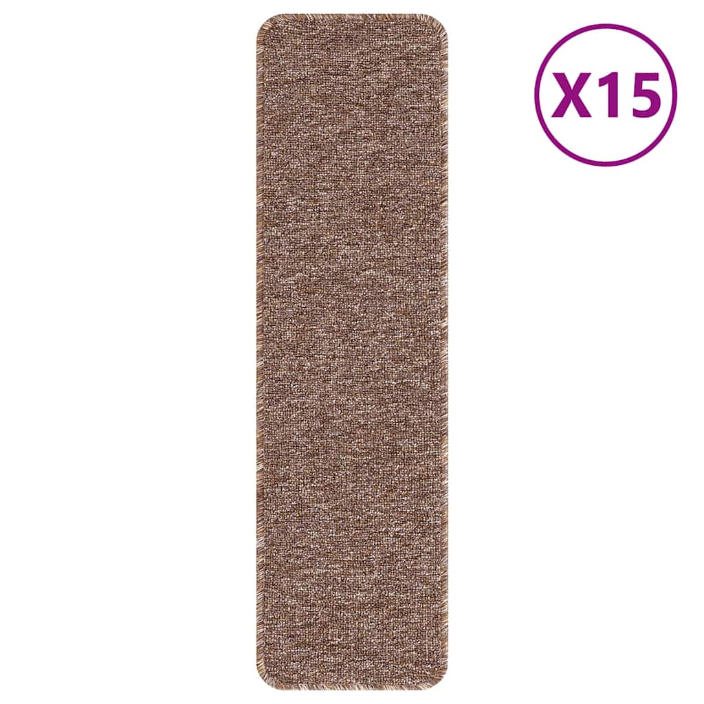 Rutschfeste Treppenmatten 15 pcs Braun 75 x 20 cm PP