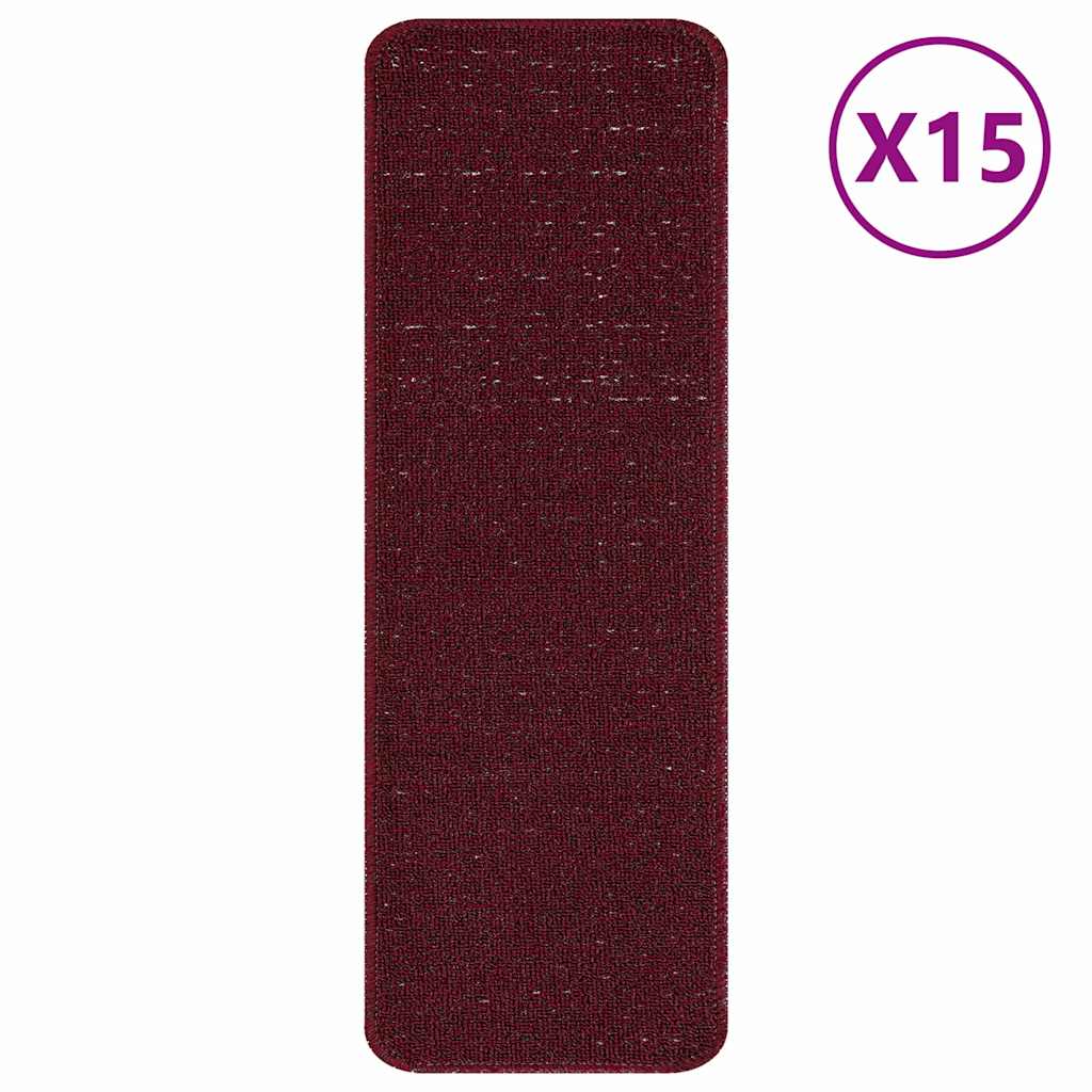 Rutschfeste Treppenmatten 15 pcs Bordeaux 60 x 25 cm PP