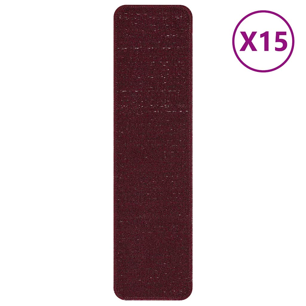 Rutschfeste Treppenmatten 15 pcs Bordeaux 75 x 20 cm PP