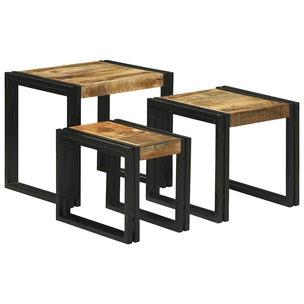 Nestingtisch 3 pcs Massives Mango Holz und Metall