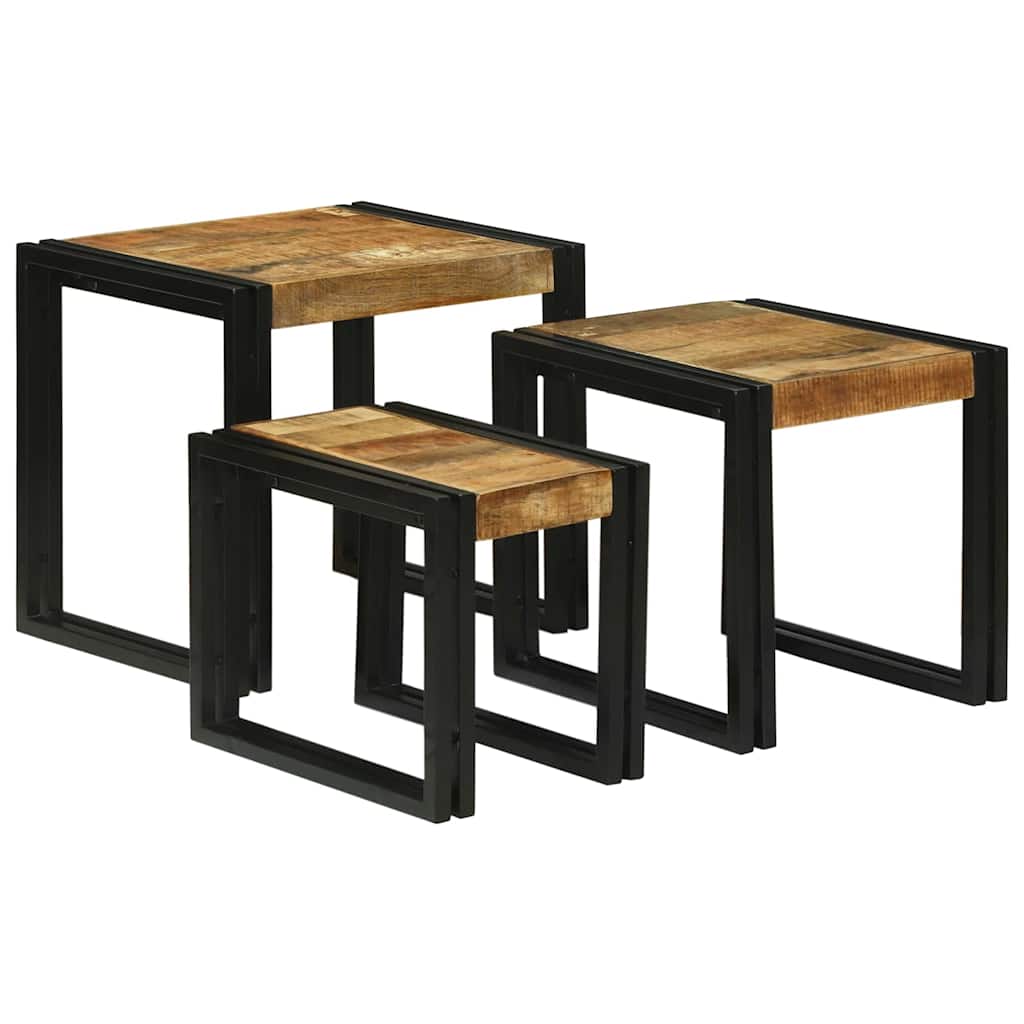Nestingtisch 3 pcs Massives Mango Holz und Metall