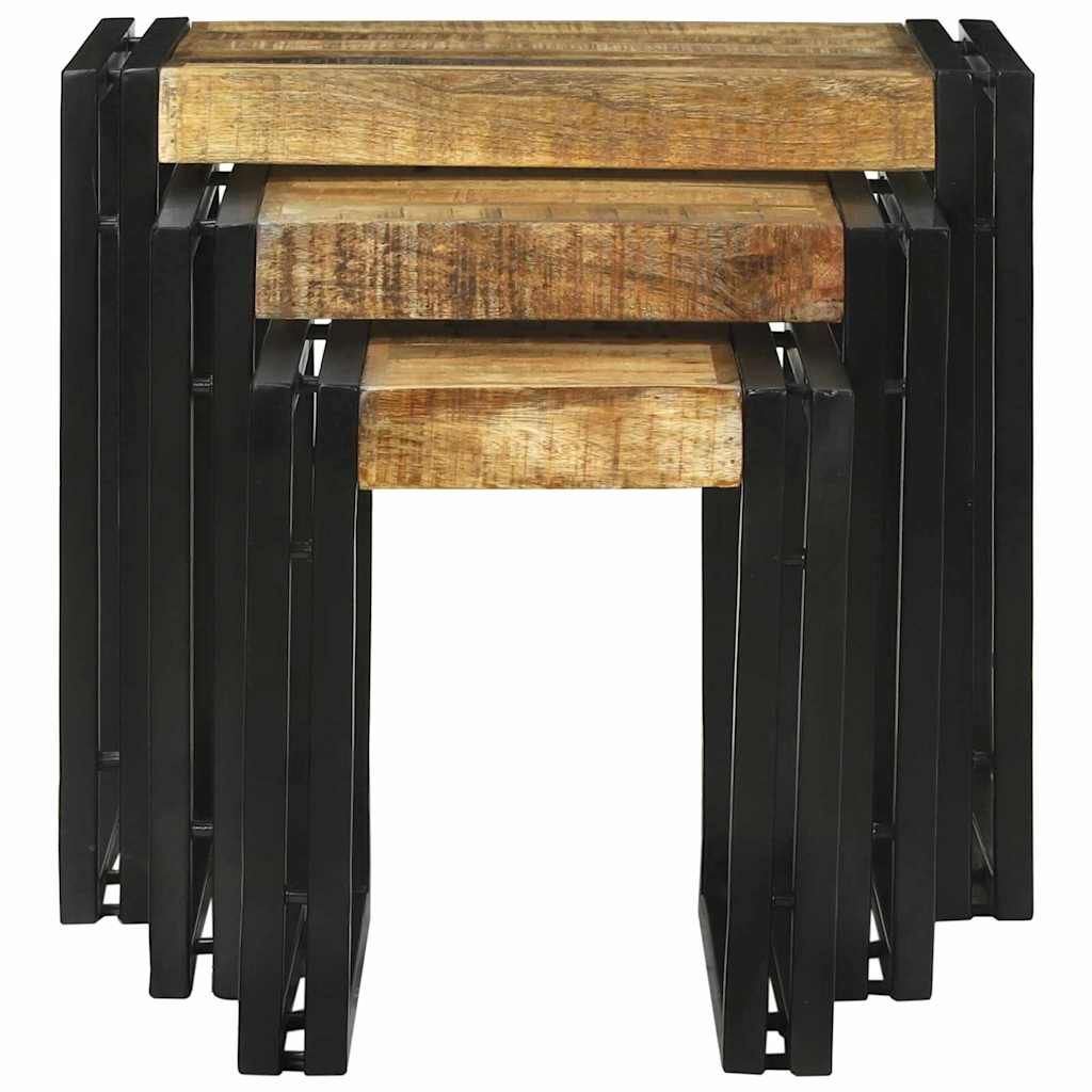 Nestingtisch 3 pcs Massives Mango Holz und Metall