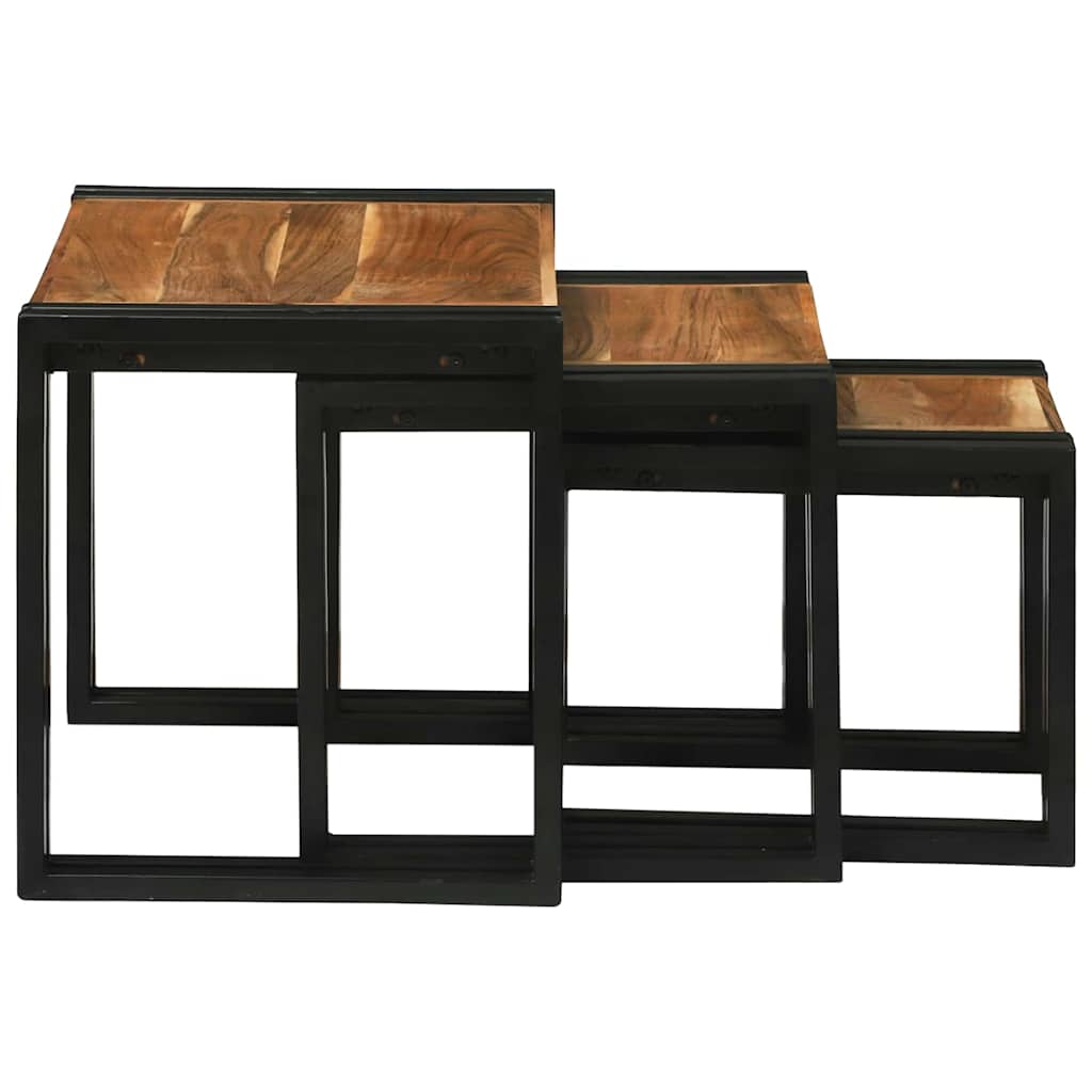 Nestingtisch 3 pcs Massivholz Akazie und Metall