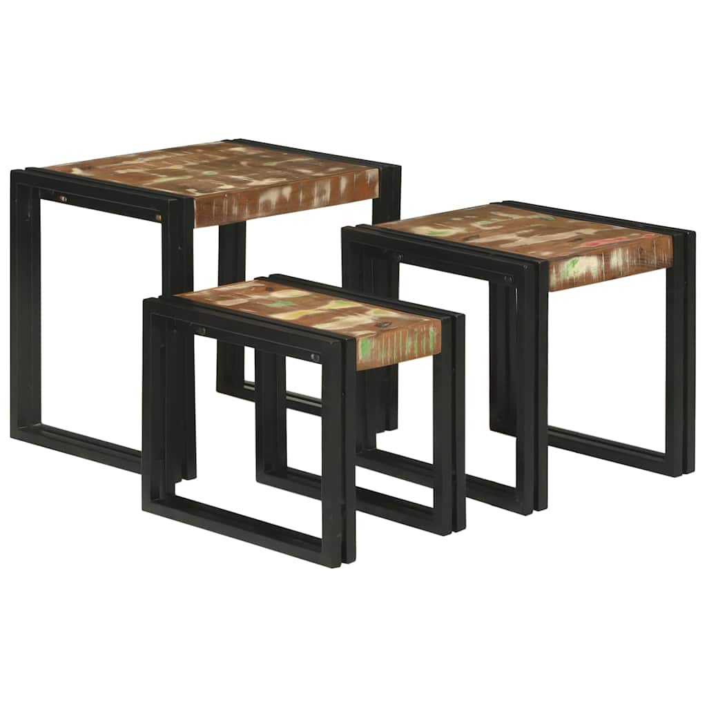 Nestingtisch 3 pcs Massives Recyclingholz und Metall