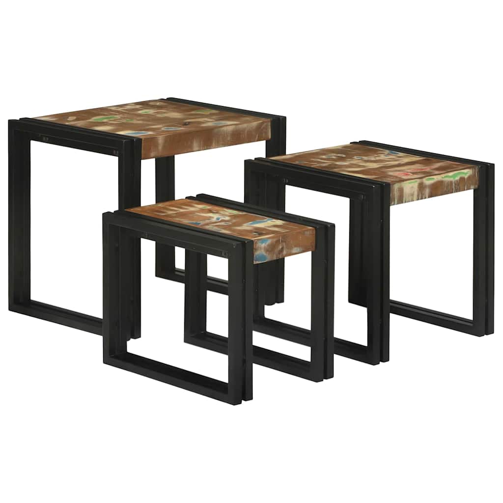 Nestingtisch 3 pcs Massives Recyclingholz und Metall