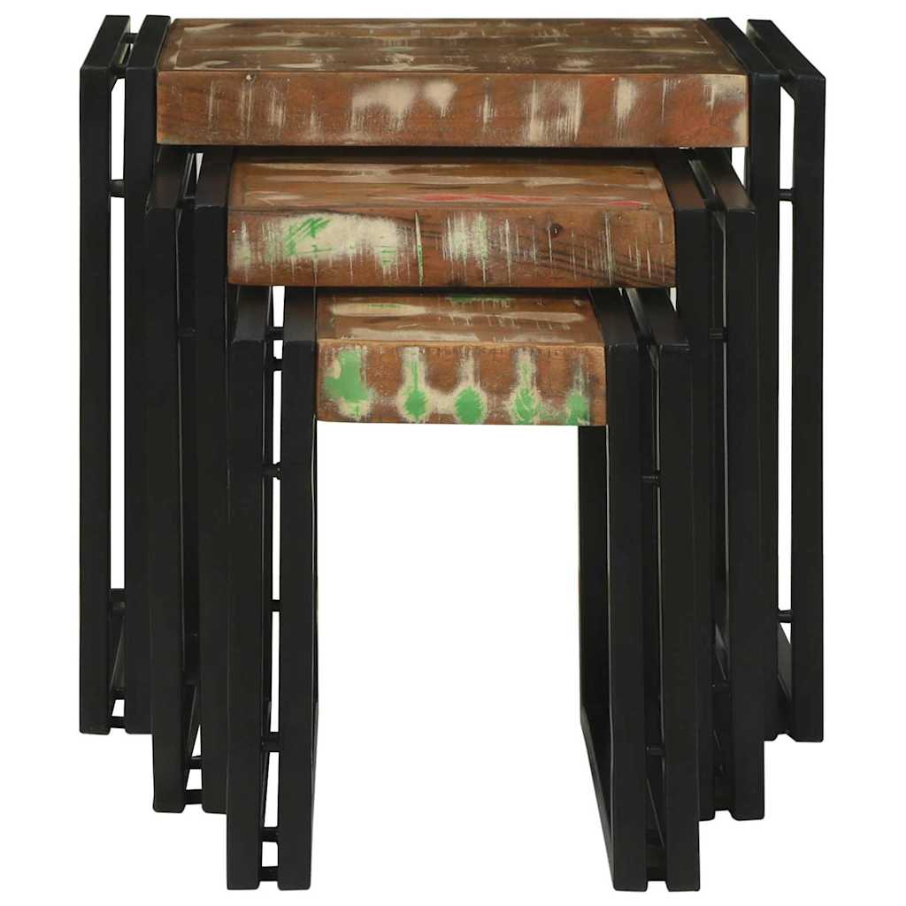 Nestingtisch 3 pcs Massives Recyclingholz und Metall