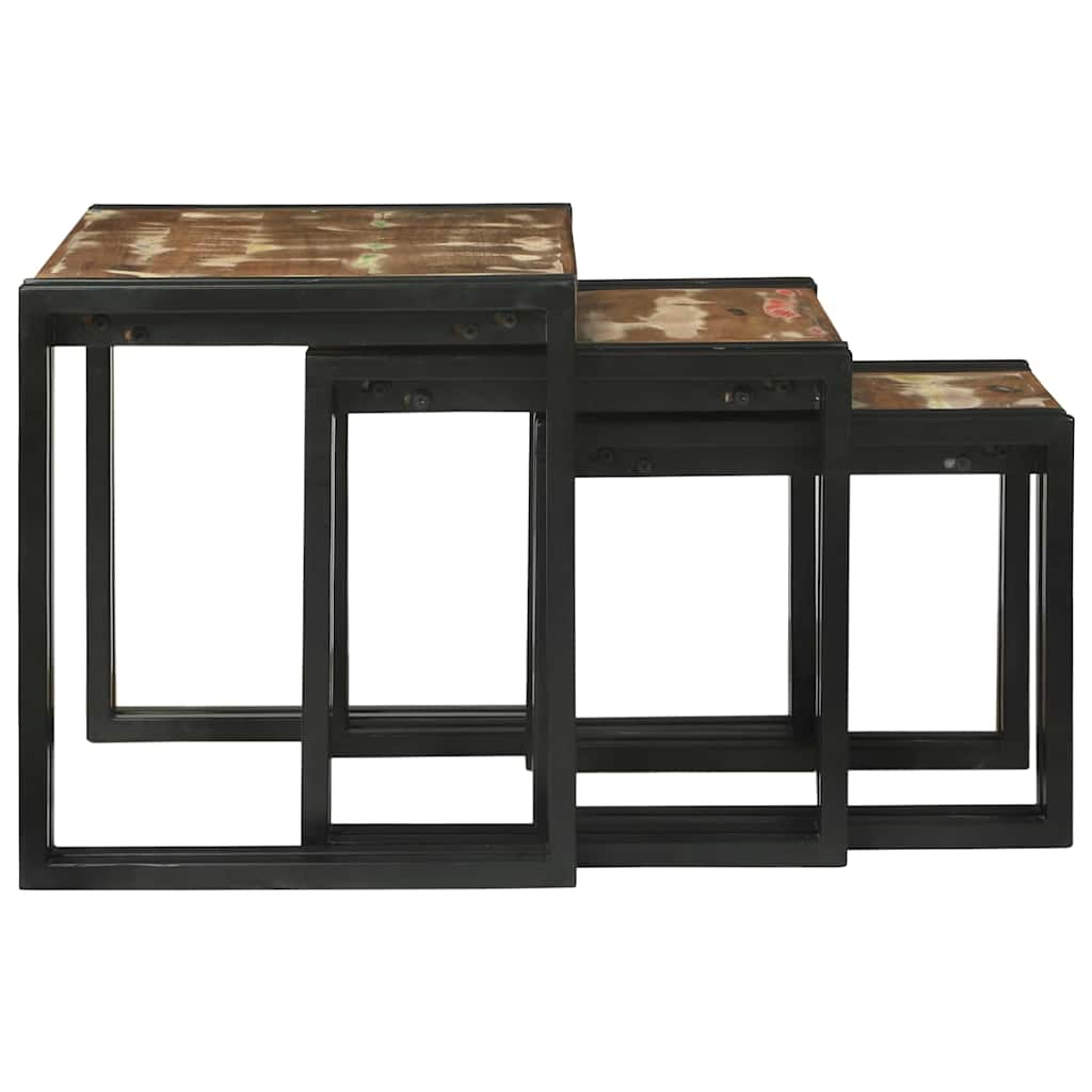 Nestingtisch 3 pcs Massives Recyclingholz und Metall