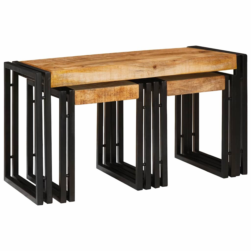 Nestingtisch 3 pcs Massives Mango Holz und Metall