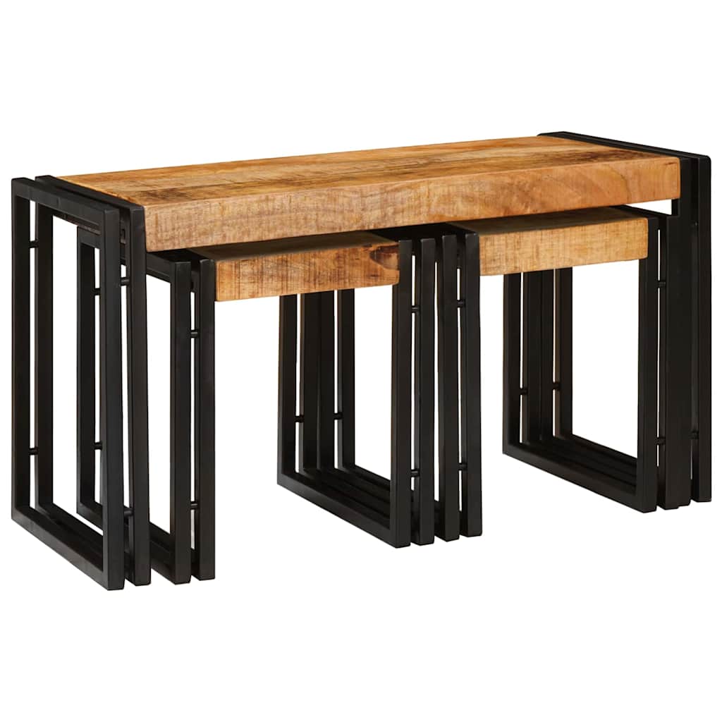Nestingtisch 3 pcs Massives Mango Holz und Metall