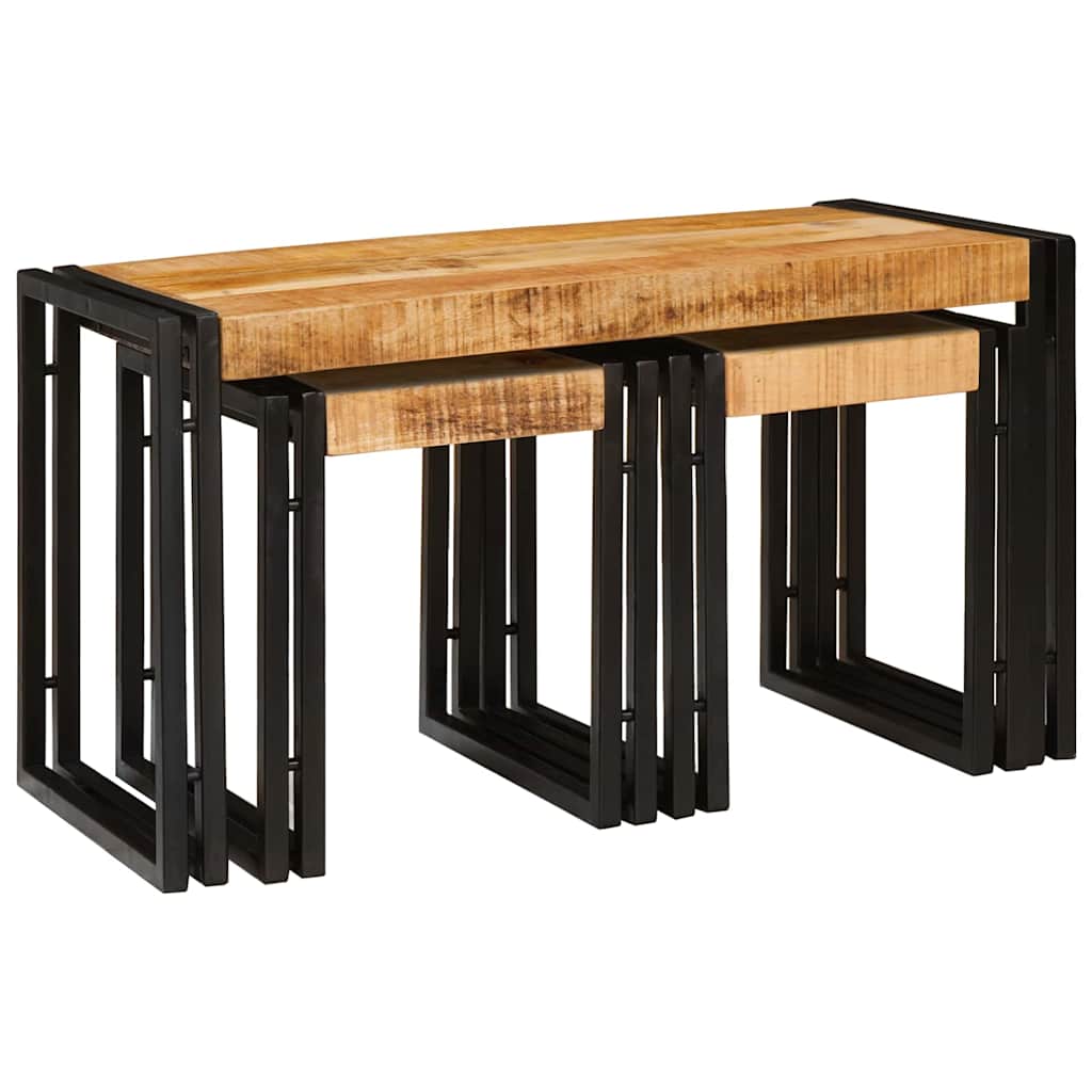 Nestingtisch 3 pcs Massives Mango Holz und Metall