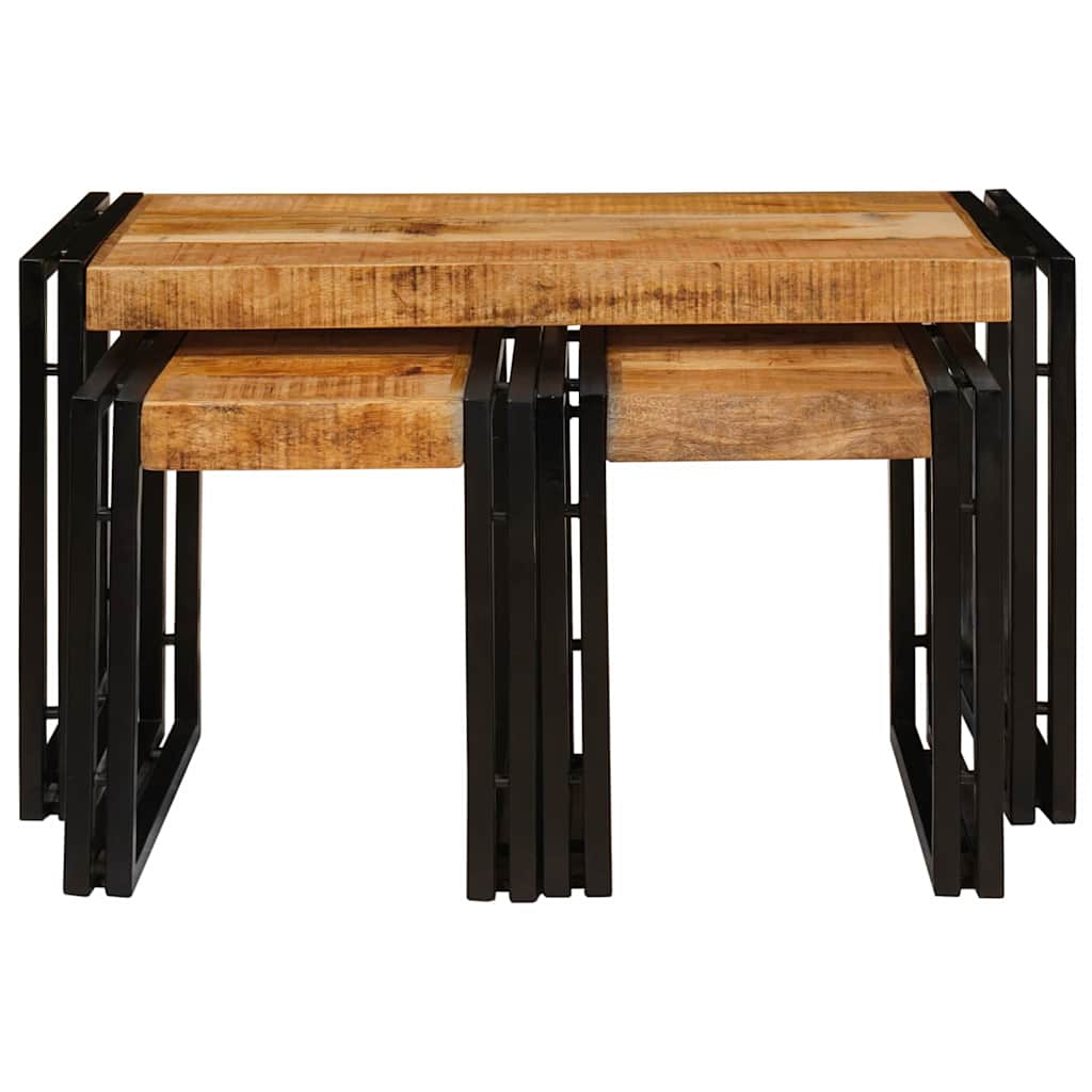 Nestingtisch 3 pcs Massives Mango Holz und Metall