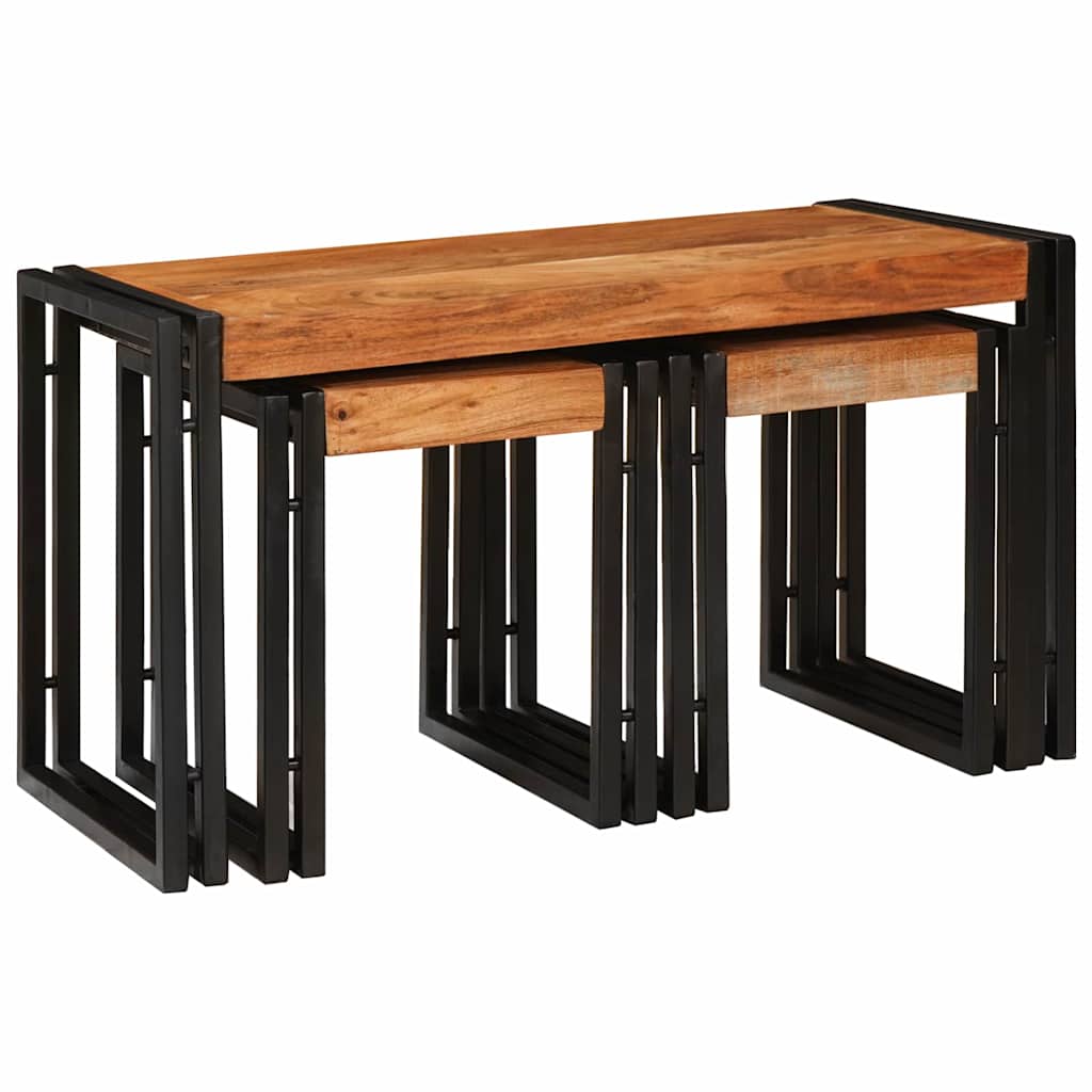 Nestingtisch 3 pcs Massivholz Akazie und Metall