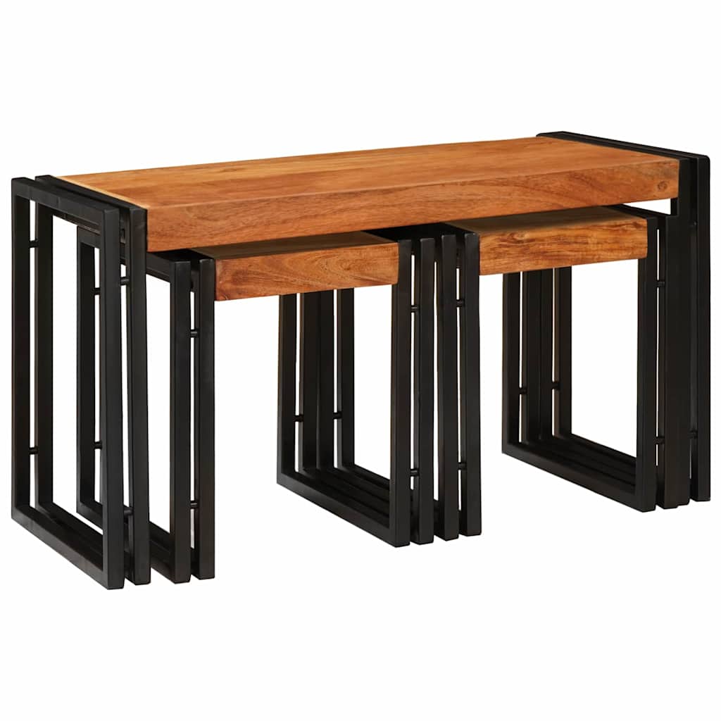 Nestingtisch 3 pcs Massivholz Akazie und Metall
