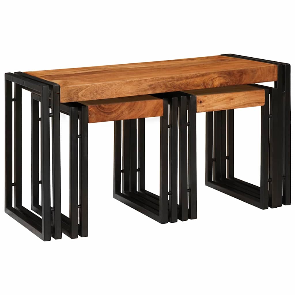 Nestingtisch 3 pcs Massivholz Akazie und Metall