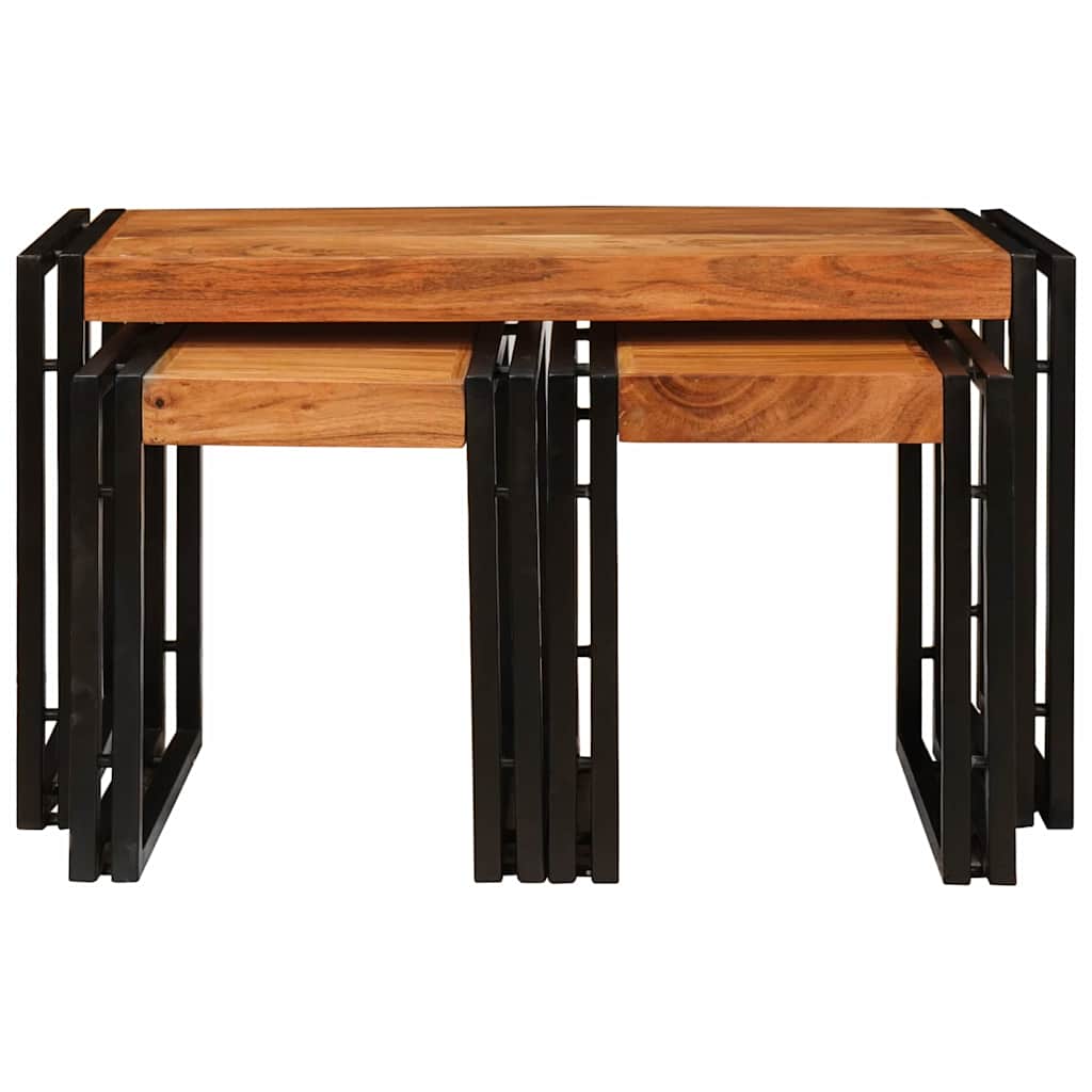 Nestingtisch 3 pcs Massivholz Akazie und Metall
