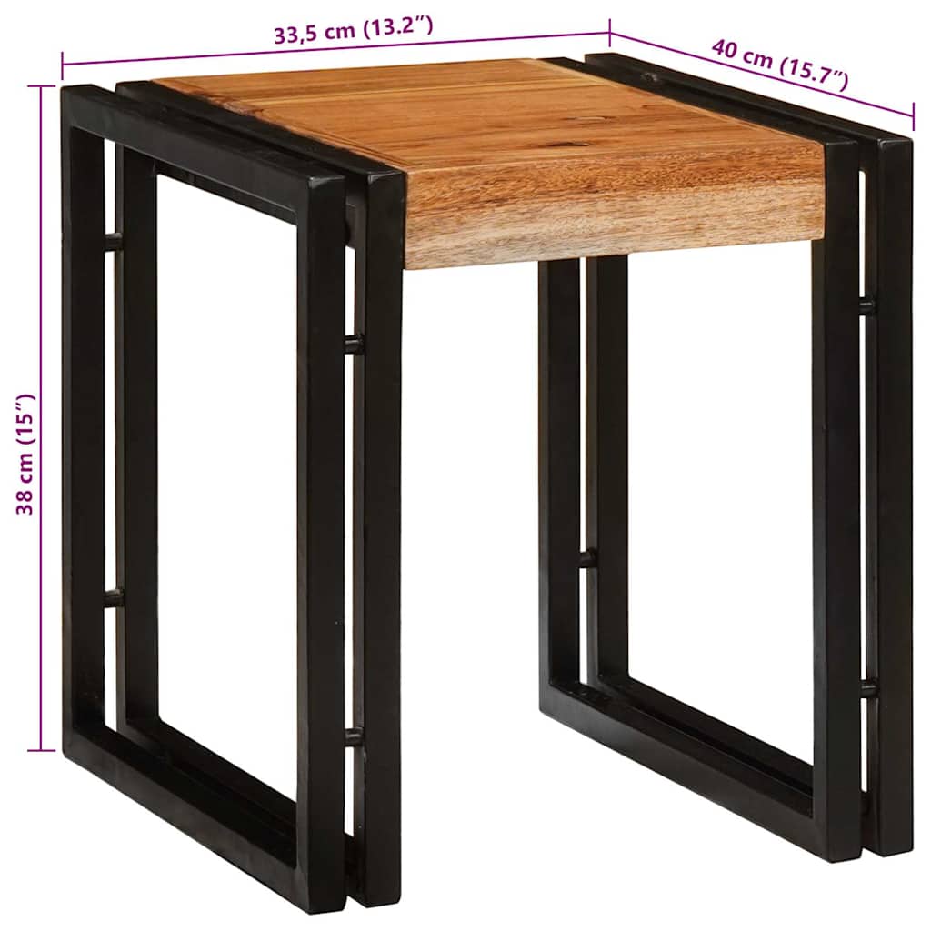 Nestingtisch 3 pcs Massivholz Akazie und Metall